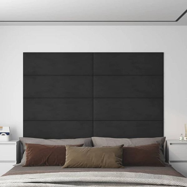 vidaXL Wandpaneele 12 Stück Schwarz 90x30 cm Samt 3,24 m², 343924