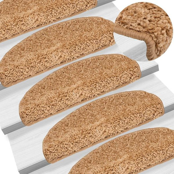 vidaXL Treppenmatten 15 Stück Beige 65x21x4 cm, 133902, 8718475728481