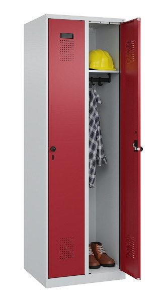 C+P Spind Evolo PLUS, 2 Abteile, 1850x600x500mm, 7035/3003, Verschluss Drehriegel, Ablageböden 2, 049000-20 S10004