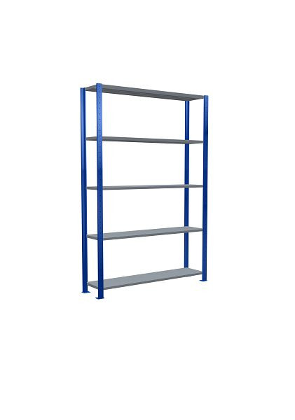 Schulte Grundregal, Steckregal MULTIplus250, 2000 x 1300 x 300 mm, 5 Fachböden, Kreuzstrebe, RAL 5010 enzianblau/verzinkt, 12930-130-B