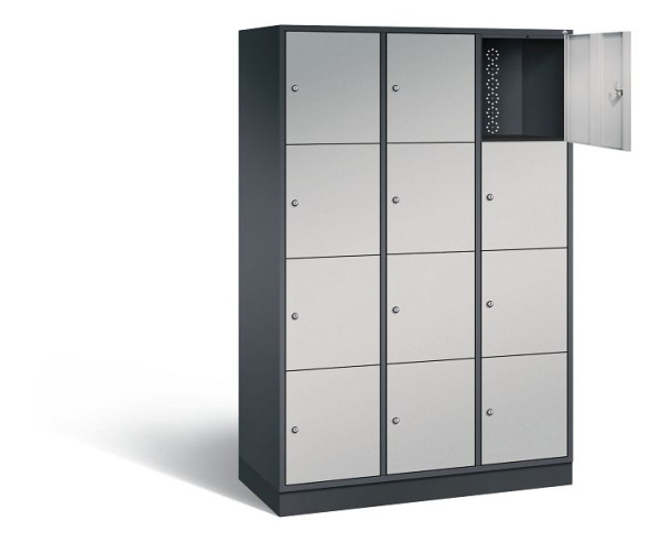 C+P XL-Schließfachschrank Intro, H1950xB1220xT490mm, Farbe: Schwarzgrau / Weißaluminium, 8470-302 S10037