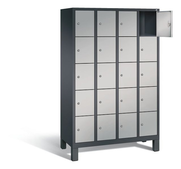 C+P Schließfachschrank Evolo, H1850xB1190xT500mm, Farbe: Schwarzgrau / Weißaluminium, 48010-405 S10109