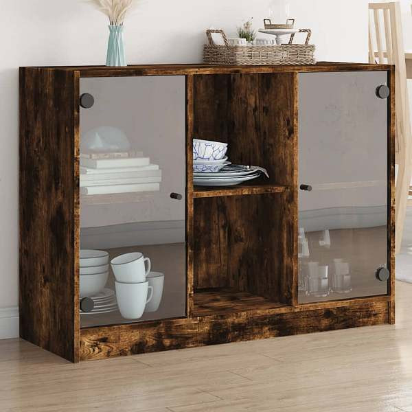 vidaXL Sideboard Räuchereiche 102x37x75,5 cm Holzwerkstoff, 3295875
