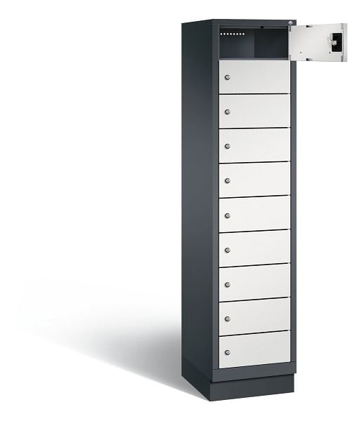 C+P Schließfachschrank Evolo, H1850xB420xT500mm, Farbe: Schwarzgrau / Lichtgrau, 48020-1210 S10024