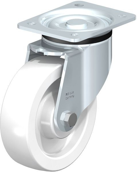 Blickle LK-SPO 160G Stahlblech-Lenkrolle, schwere Ausführung, mit Anschraubplatte, Polyamid, Weiß, 754872