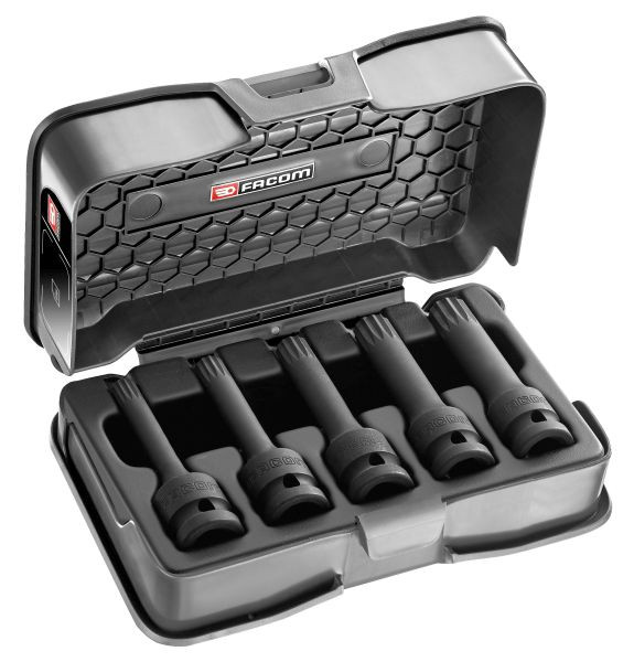 Facom Sortiment mit Impact Steckschlüsseln 1/2" auf Halteschiene, 5-teilig, NSVL.J5APB