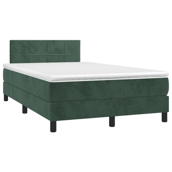 vidaXL Boxspringbett mit Matratze & LED Dunkelgrün 120x190 cm Samt, 3270156