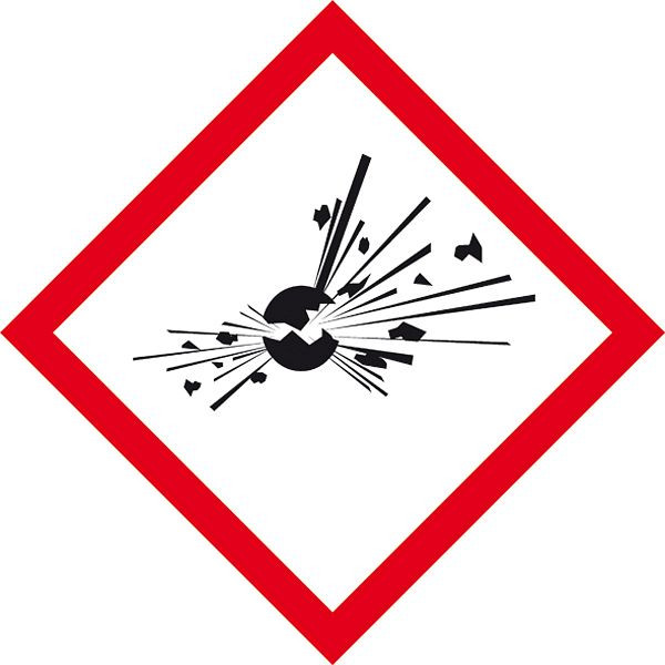SafetyMarking GHS-Gefahrenpiktogramm, Symbol 01: explodierende Bombe, BxH 2,6x2,6 cm, Folie, selbstklebend, VE: 500 Stück/Rolle, 31.3545-01