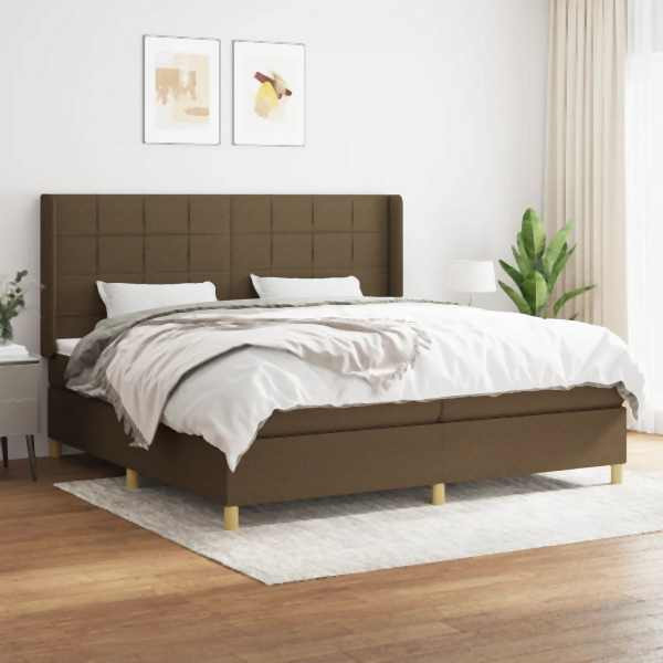 vidaXL Boxspringbett mit Matratze Dunkelbraun 200x200 cm Stoff, 3132020