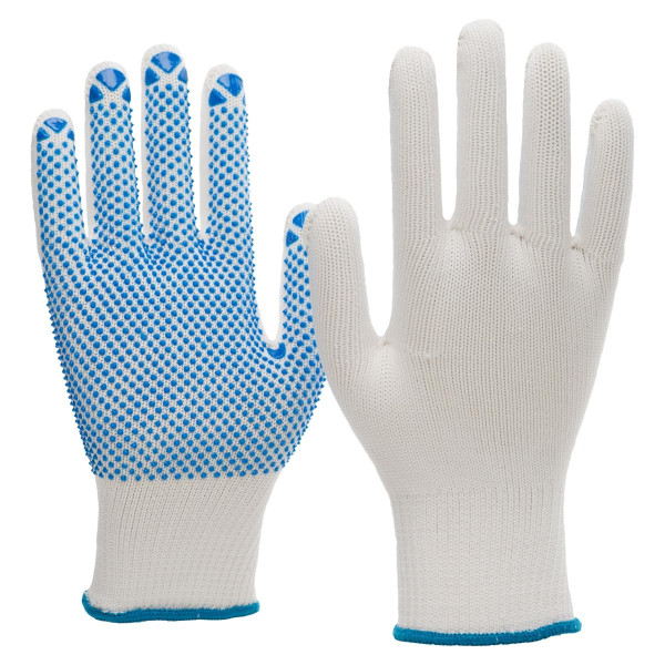 NITRAS Strickhandschuh Feinstrick, weiß, blaue Noppen, Größe: 6, VE: 240 Paar, 6100-6