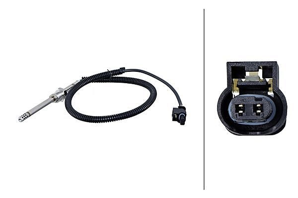 HELLA Sensor, Abgastemperatur, 2-polig, geschraubt, Kabel: 410mm, 6PT 010 376-311
