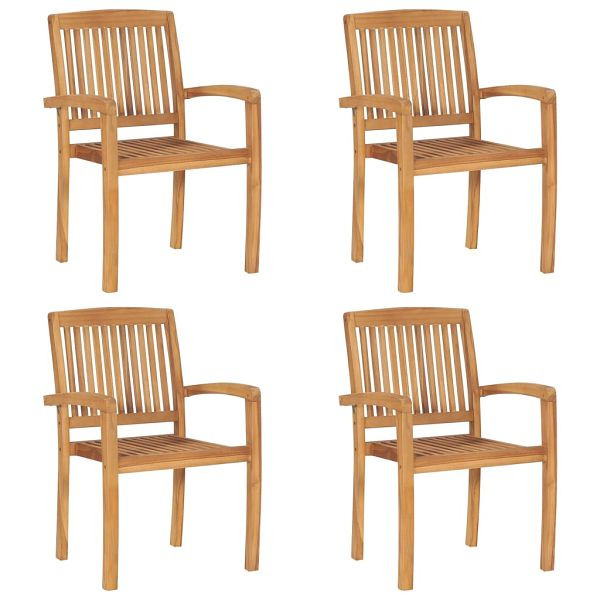 vidaXL Stapelbare Gartenstühle 4 Stück Massivholz Teak, 3073207