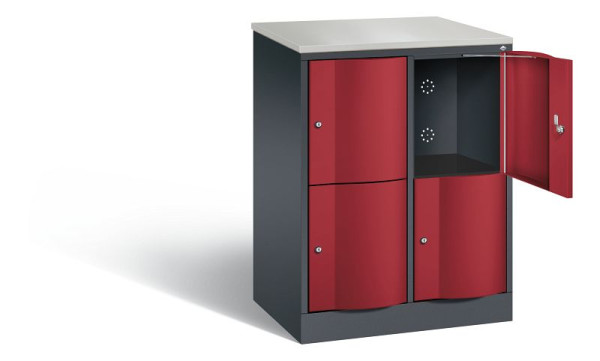 C+P Schließfachschrank Resisto, H1077xB772xT540mm, Farbe: Schwarzgrau / Rubinrot, 8472-272 S10069