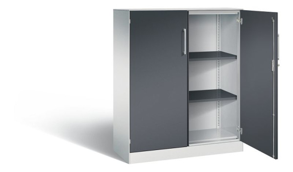 C+P Flügeltürenschrank Asisto, H1310xB1000xT435mm, Farbe: Lichtgrau / Schwarzgrau, Bügelgriff, 3 OH, 141032-000 S10191