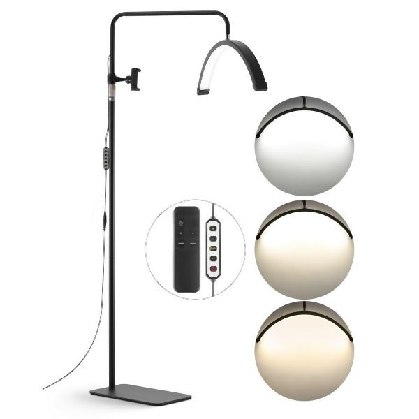 VEVOR Dimmbare LED-Stehlampe Wimpernlicht Halbmondlicht 40W 181cm Höhe Schwarz, WSDLDS23YC00NZRRZV2
