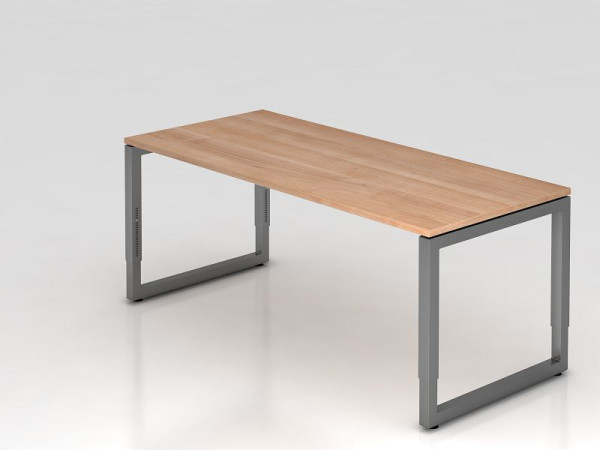 Hammerbacher Schreibtisch O-Fuß eckig 180x80cm Nussbaum/Graphit, Rechteckform mit schwebender Tischplatte, VRS19/N/G