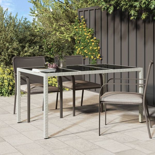 vidaXL Gartentisch 150x90x75 cm Gehärtetes Glas Poly Rattan Weiß, 316709