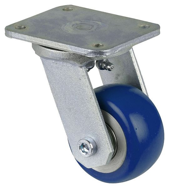 BS Rollen Schwerlastrolle Lenkrolle, Polyurethanrad 83 Shore, Aluminiumfelge, Kugellager, Platte, Durchmesser: 80 mm, RR100.B92.080