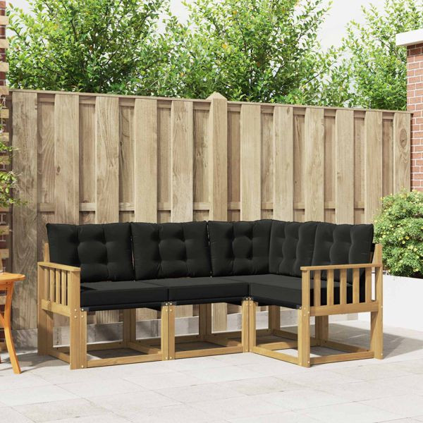 vidaXL Outdoor-Sofagarnitur mit Kissen 4-teilig Weiß und Schwarz, 3389426