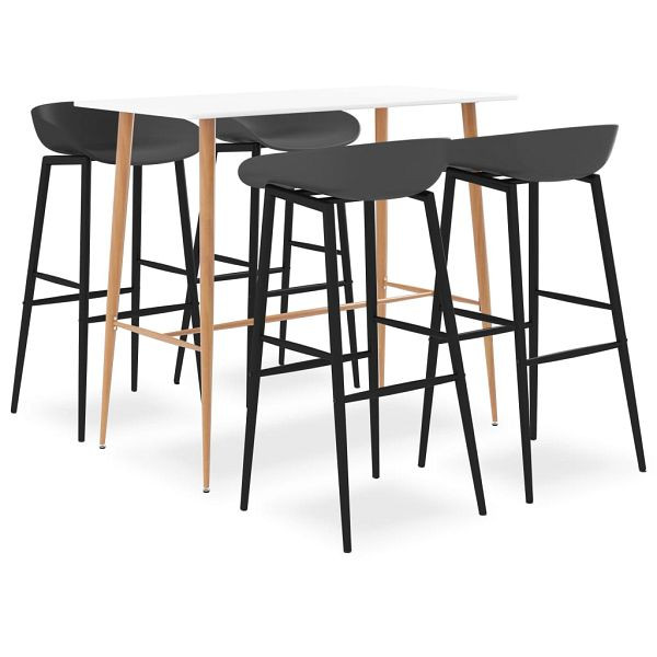 vidaXL 5-teilig Bar-Set Weiß und Grau, 3057439, 8720286172827