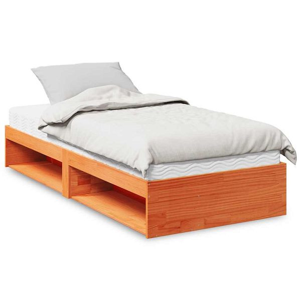 vidaXL Tagesbett mit Matratze Wachsbraun 90x200 cm Massivholz Kiefer, 3324597