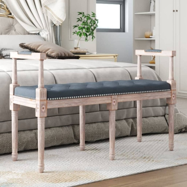 vidaXL Sitzbank Dunkelgrau 110x40x70 cm Samt, Massivholz, 344426