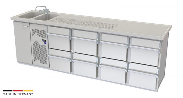 hefa Theke Brillant 28/2L-ZZZZ, Abmaße: 950 x 2.800 x 650/700 mm, Brillant 28/2L-ZZZZ