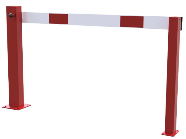 Schake Kompakte Handschranke 1,5m mit fester Auflagestütze, rot / weiß, für Vorhangschloss, 4011_150VPB