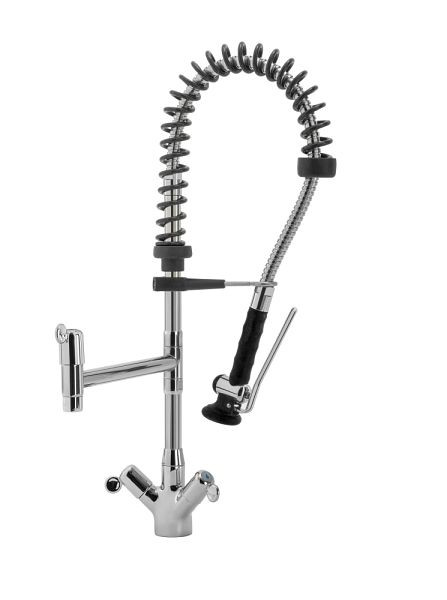 KBS STYL SHRINK Geschirrwaschbrause mit Schwenkhahn und BEST-SEMI Brausekopf, 2 Knebelbedienung Mischbatterie, 600 mm, 20921030