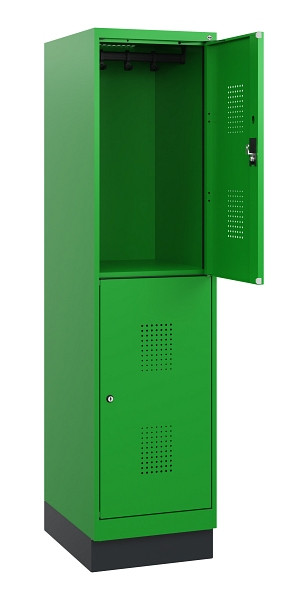 C+P Doppelstöckiger Spind Evolo PLUS, Sockel, 2 Fächer, 1630x400x500mm, 6037/603, Zylinderschloss, 0493205-12 S10077