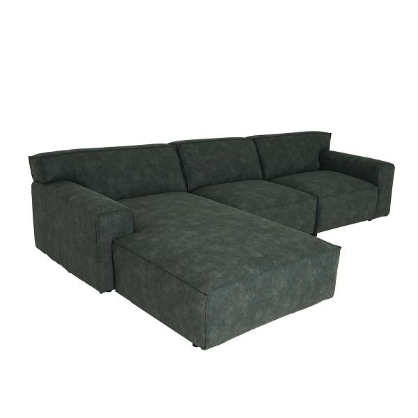 Mendler Ecksofa HWC-J59, Couch Sofa mit Ottomane links, Made in EU, wasserabweisend, Kunstleder grau, 81841+81842+81843