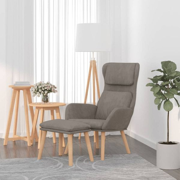vidaXL Relaxsessel mit Hocker Hellgrau Samt, 3097820, 8720286900710