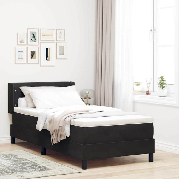 vidaXL Boxspringbett mit Matratze Schwarz 100x200 cm Velvet Schwarz, 3341392