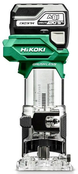 HiKOKI 18V Akku Kantenfräser, Ø 8 mm, 40 mm Tauchtiefe, 10.000-30.000/min-1, M1808DA (5.0) (HSC III), M1808DAWPZ