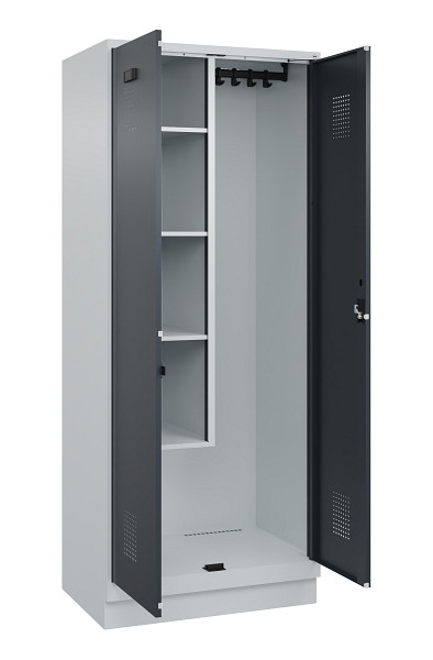 C+P Putzmittel-Spind Evolo PLUS, mit Sockel, 2 Abteile, 1950x800x500mm, 7035/701, Zylinderschloss, 049120-02 S10039