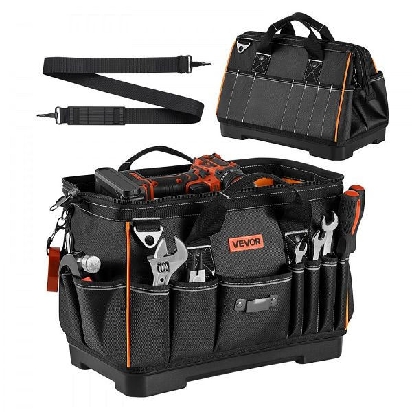 VEVOR Werkzeugtasche 41x23x25cm, 14 Innen- & 19 Außenfächer, wasserfestes Polyester, mit Schultergurt & Reißverschluss, GJTB16YCSLDZR2ZZC001V0