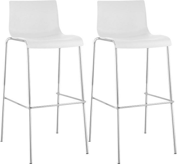CLP Barhocker Hoover Kunststoff 4-Fuß Gestell chrom, weiß, VE: 2 Stück, 304468