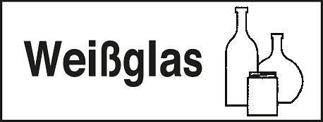 DENIOS Selbstklebeetiketten Wertstoffsammlung "Weißglas", VE: 10 Stück, 116014