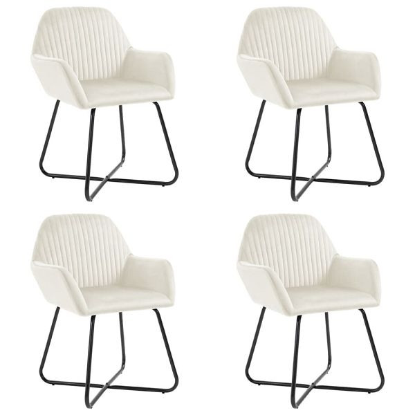 vidaXL Esszimmerstühle 4 Stück Creme Samt, Material: Polyester: 100%, 277013
