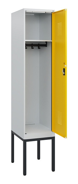 C+P Spind Evolo PLUS, Gestell, 1 Abteil, 1950x400x500mm, 7035/1023, Zylinderschloss, 0490305-12 S10020