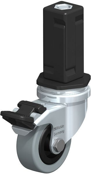 Blickle LRA-VPA 50G-FI-EV04 Apparate-Lenkrolle mit Expander & Feststeller, Vollgummi, Grau, 847950