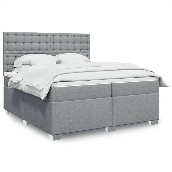 vidaXL Boxspringbett mit Matratze Hellgrau 200x200 cm Stoff, 3292909