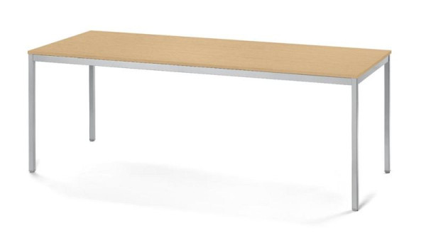 Deskin Konferenztisch PROFI MODUL, Platte Buche, Gestell Alusilber RAL 9006, B 1800 x T 800 x H 728 mm, 359394