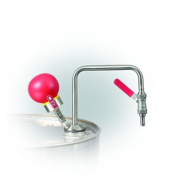 asecos Handpumpe aus Edelstahl für Lösemittel geeignet für Behälter bis 60 Liter, 16842