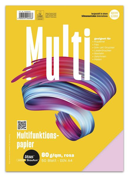 Staufen Multifunktionspapier 7X PLUS - A4, 80 g/qm, rosa, 50 Blatt, 734050971