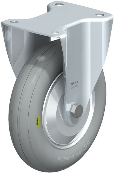 Blickle B-VW 202R-SG-FA Stahlblech-Bockrolle, mittelschwere Ausführung, mit Anschraubplatte, Weichgummi, Grau, 758132