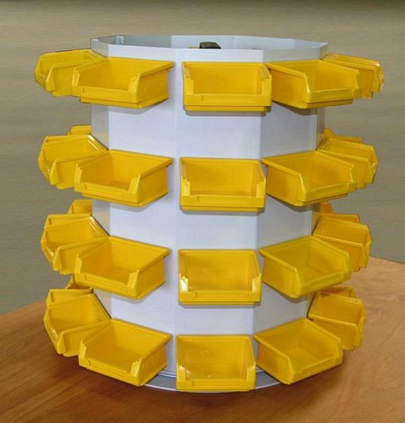 KLW Drehständer mit Schlitzplatte für Ordnungskästen in 10-Eck-Form, Durchmesser: 500 mm, Höhe: 500 mm, 09/DS-500-040