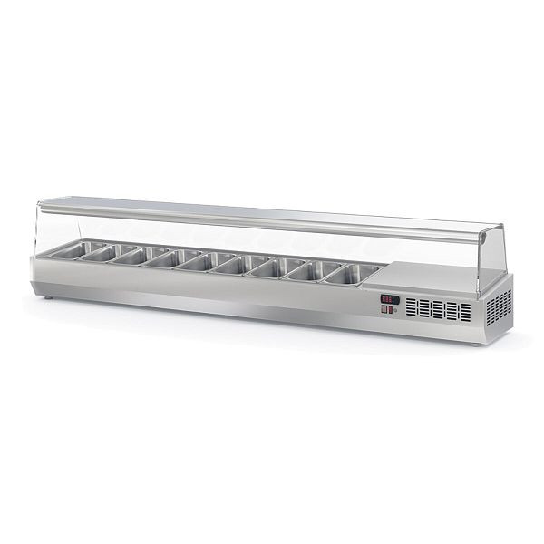 Vaiotec TOPLINE Kühlaufsatz mit Glasabdeckung 9xGN1/4, 2020 x 336 mm, 11881