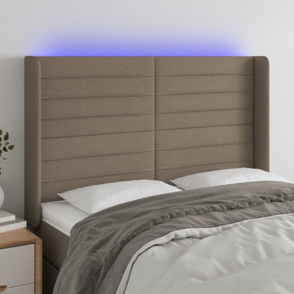 vidaXL LED Kopfteil Taupe 147x16x118/128 cm Stoff, 3124190