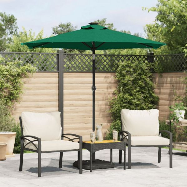 vidaXL Sonnenschirm mit LED und Stahlmast Grün 225x225x212 cm, 4005067